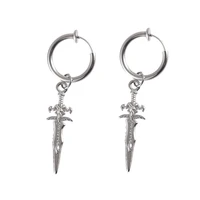 hf jel vintage dagger drop earrings for women men silver color small sword dangle women earrings fashion jewelry 2021 xmas gift