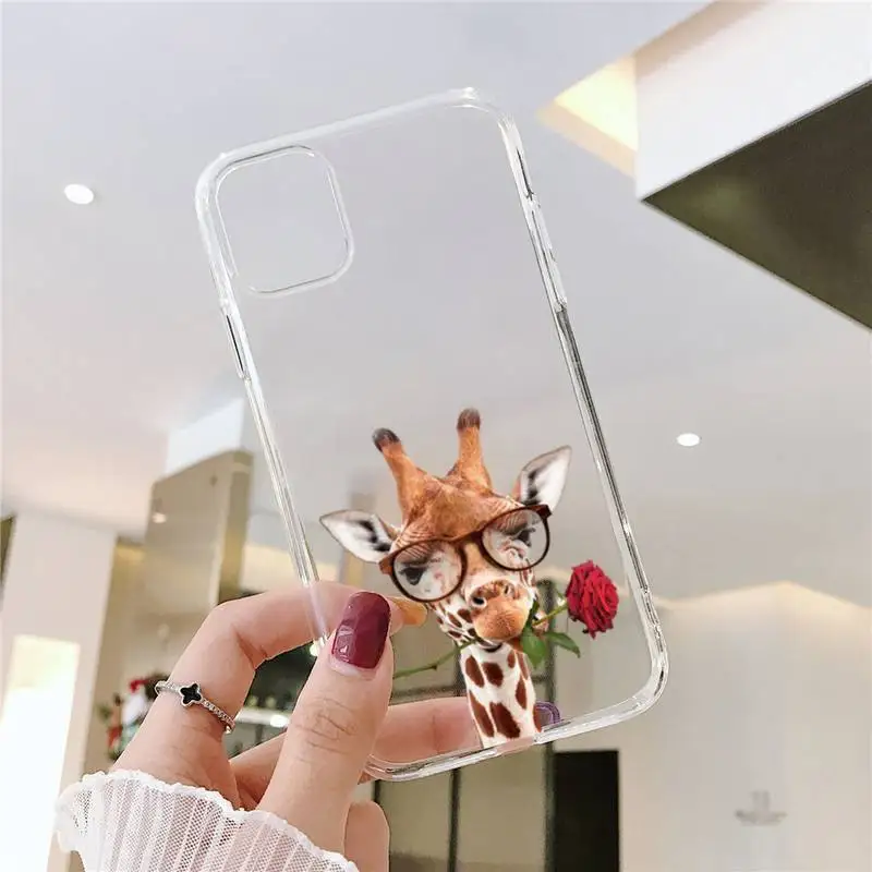 

Cartoon giraffe Phone Case Transparent soft For iphone 5 5s 5c se 6 6s 7 8 11 12 plus mini x xs xr pro max