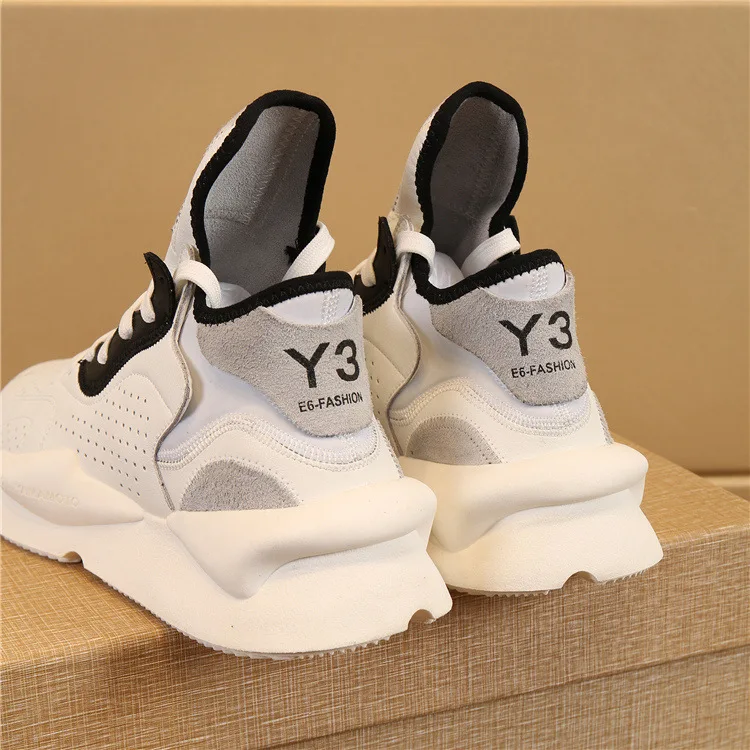 KGDB Y3 Sneaker Hip Hop Men Women's Sports Shoes Lightweight Running Shoes Leather Sneaker for Men Thick Soled Jogging Shoes