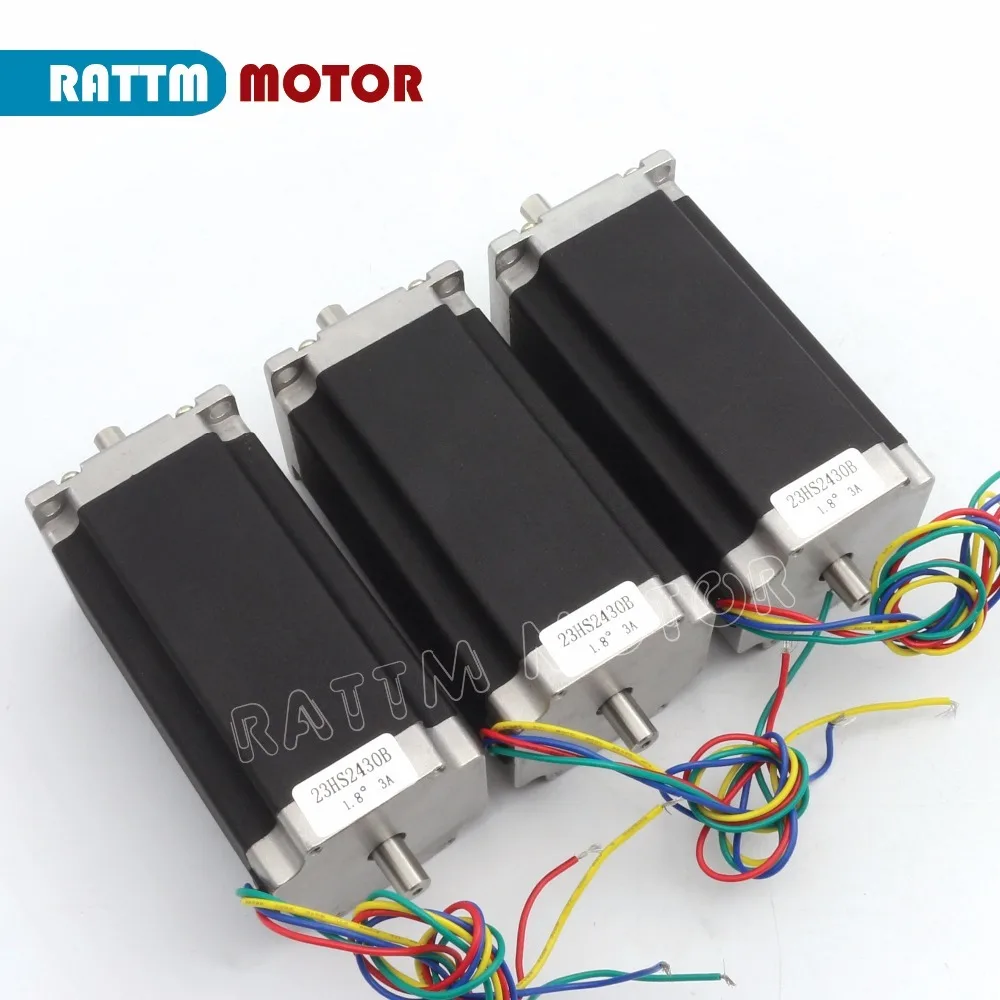 3 шт. NEMA23 23HS2430B 425Oz in 280N. См шаговый двигатель с двумя валами CNC 3A для фрезерного