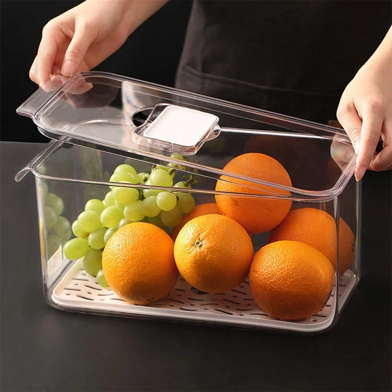 

Saver Containers for Refrigerator Food Fruit Vegetables Storage Stackable Fridge Freezer Organizer with Vented Lids