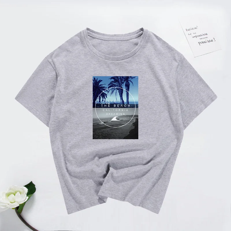 

Women's Clothing Woman White Casua Tee Tops Summer New Korean Short-sleeved T-shirt Ladies Slim Printed White Shirt