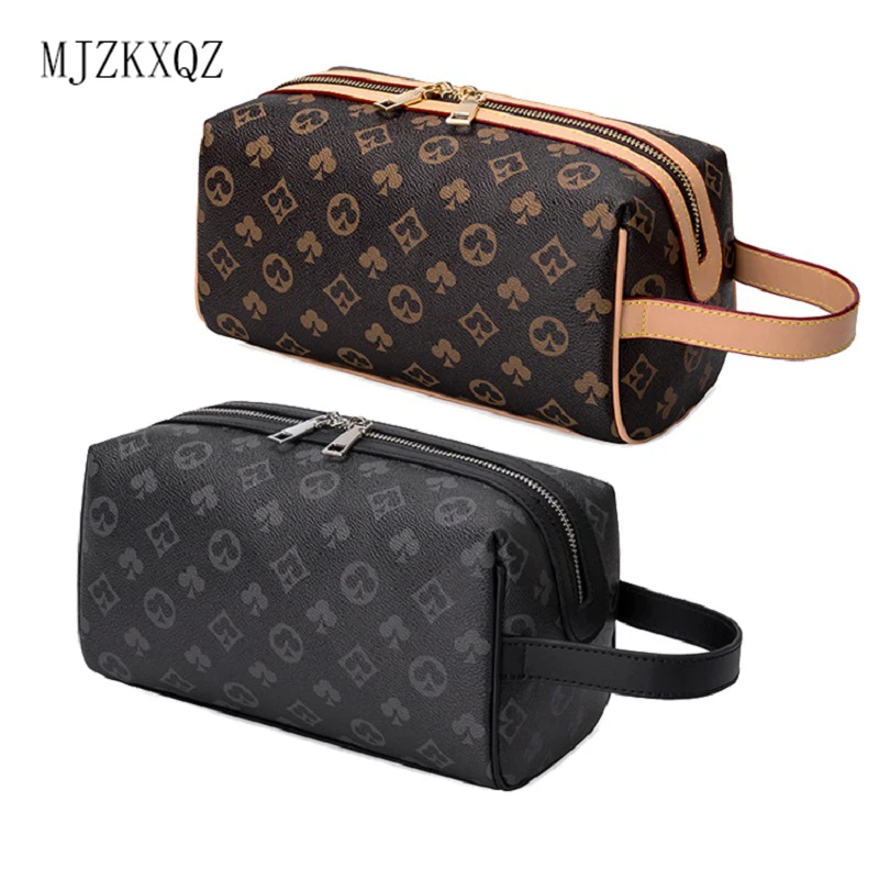

Mjzkxqz PU Waterproof Wash Pouch Clutch For Women 2021 New Fashion Cosmetic Storage Bags Convenient Ladies Handbags Makeup Bag