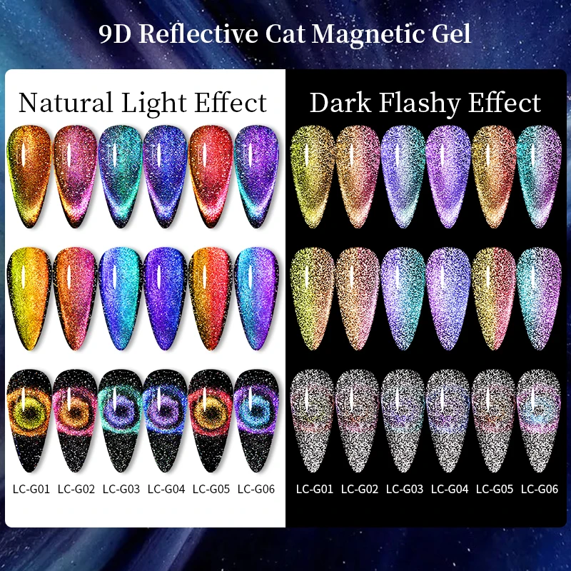 Светоотражающий Магнитный Гель-лак для ногтей LILYCUTE 6 шт./компл. 9D кошка блестящий
