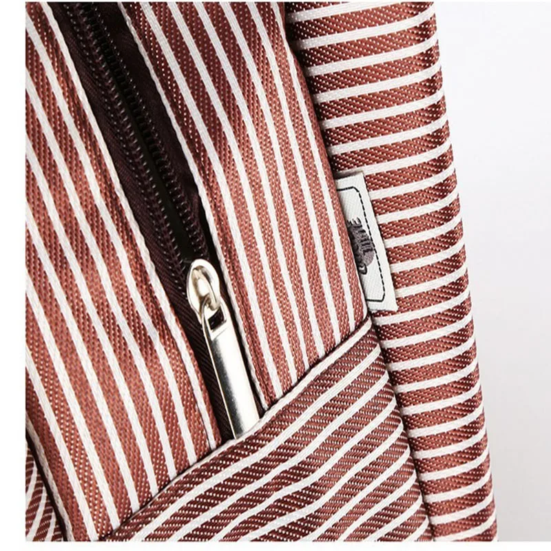 Полосатая сумка для ланча женщин изолимический мешок Упакованные пищевые