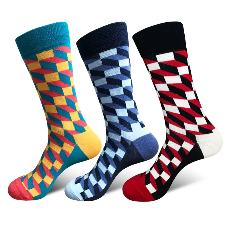 

New Style Men's Socks European and American Trendy Men's Socks Casual Plaid Mid-tube Couple Socks Socks Men socks women