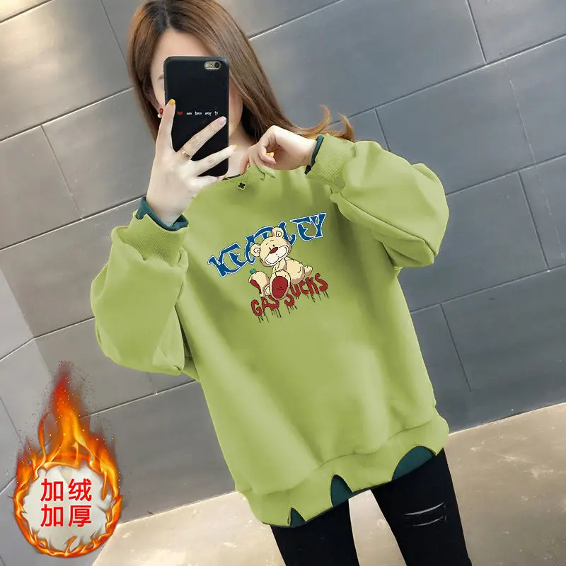 

Hoodies Women Sweater Printed Loose-Fitting Non-Hoodie round Neck Sweater Hoodies Sweatshirts Tops Sudaderas