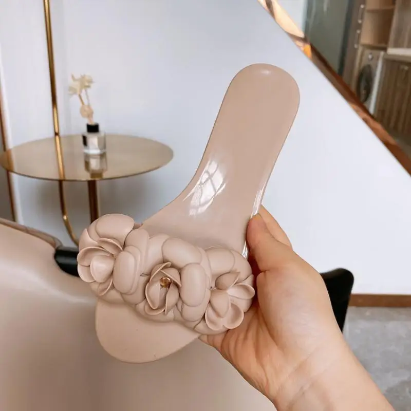 

Women Fashion Brand Shoes Women TPU Flower Slippers Luxury Designer Jelly Shoes Beach Slippers 2021