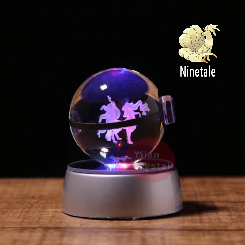 Горячая аниме Pokemon Pokeball гравировка хрустальный шар с светодиодный светильник