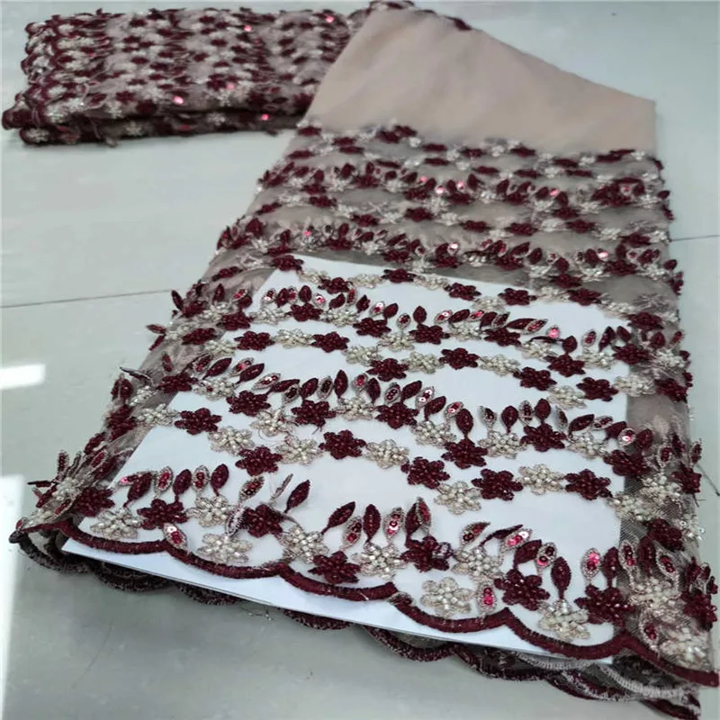 

Кружевная ткань с бисером, французский, из Нигерии, yy20-52