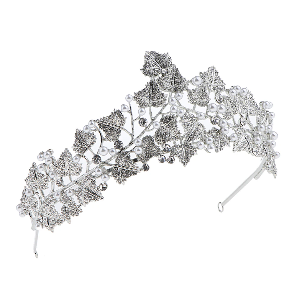 Elegant Leaf Rhinestone Wedding Party Crown Tiaras Prom Pageant Headwear | Украшения и аксессуары