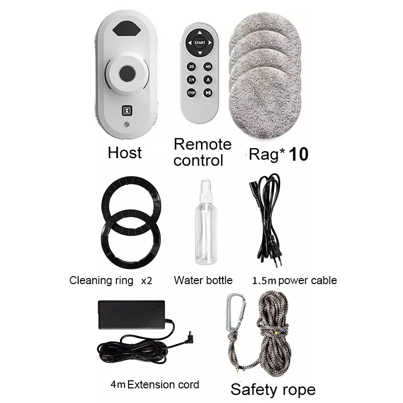 

Home Window Cleaning Robot 5600Pca Large Suction Automatic Detection Edge Anti-drop Electric Glass Cleaner with 10 Rags