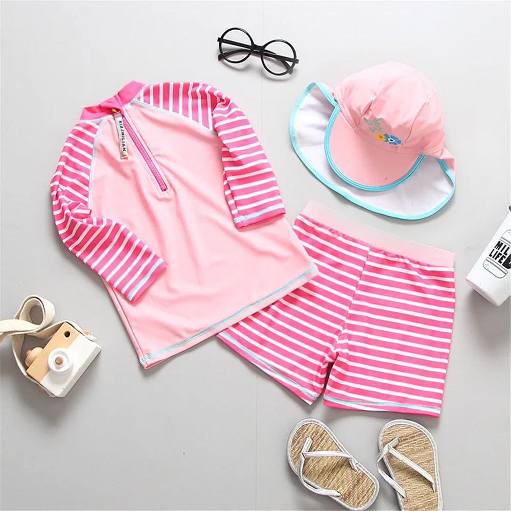 Детские костюмы из двух предметов пляжная одежда для девочек с принтом единорога