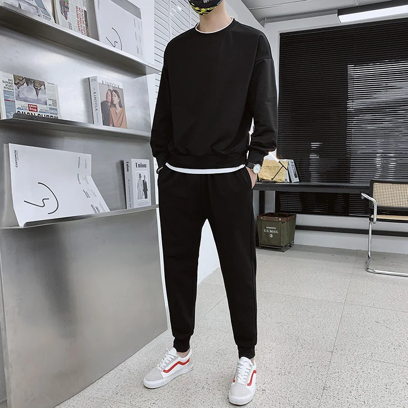 

2021 Spring Autumn Men's Sets Sportswear Tracksuits 2 Pcs Sets Men's Hip Hop Sweatshirt+Pants Sets Male Streetswear Clothes