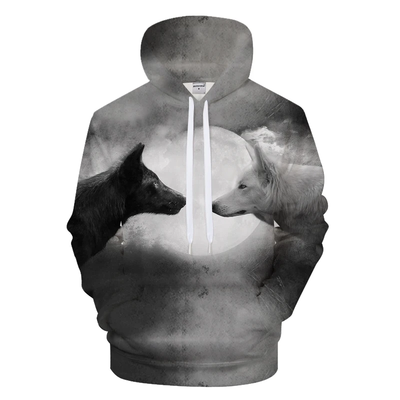 Новинка модные толстовки с 3D принтом волка Мужская толстовка осенние длинным