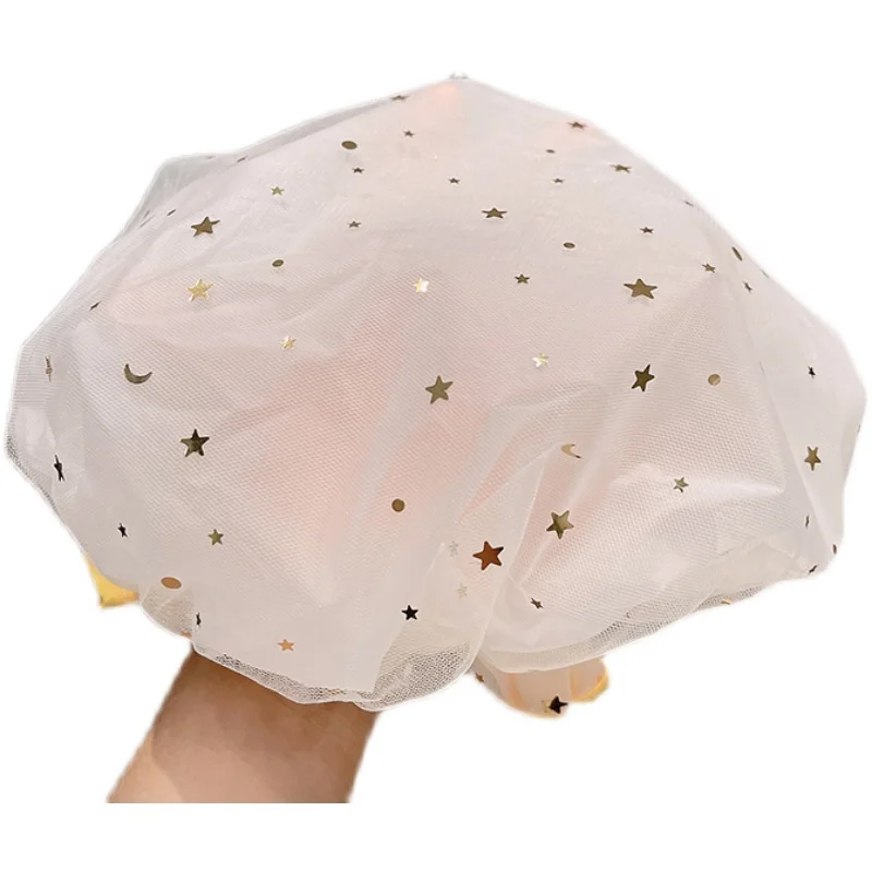 

1PC Wave Point Shower Cap Waterproof Thicken High Quality Hair Salon Elastic For Women Bath Hat Hair Cap Bathroom Products