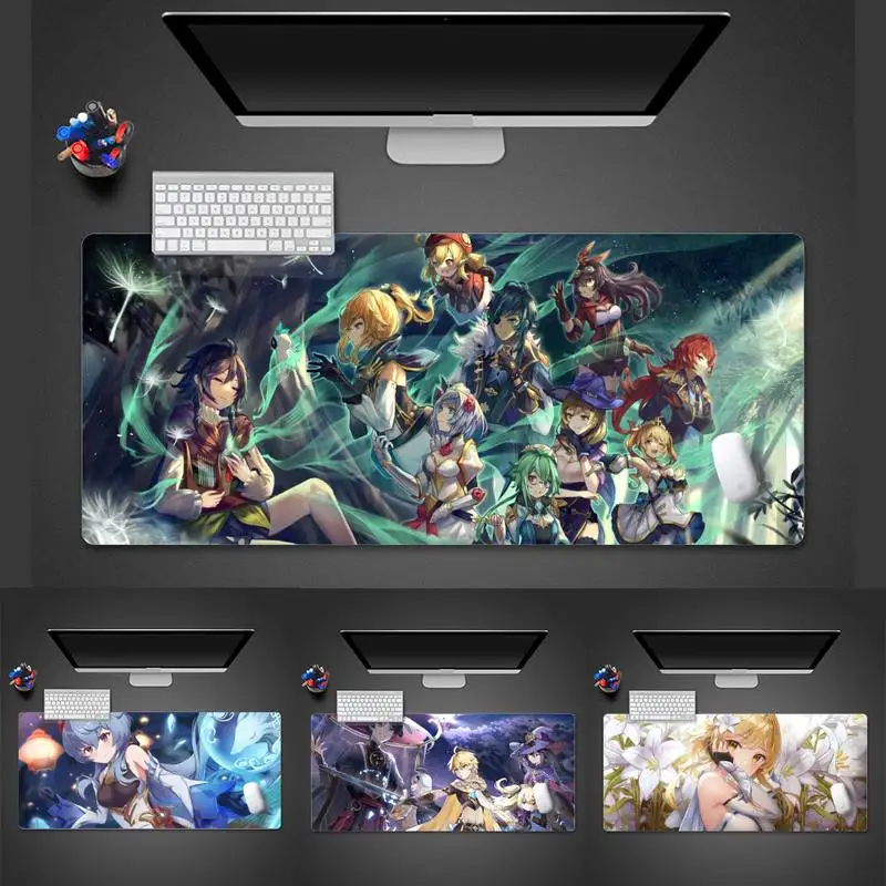 

Игровой коврик для клавиатуры Genshin, игровой коврик для мыши, настольный защитный коврик для игры, офиса, работы, коврик для мыши X XL, Нескользя...