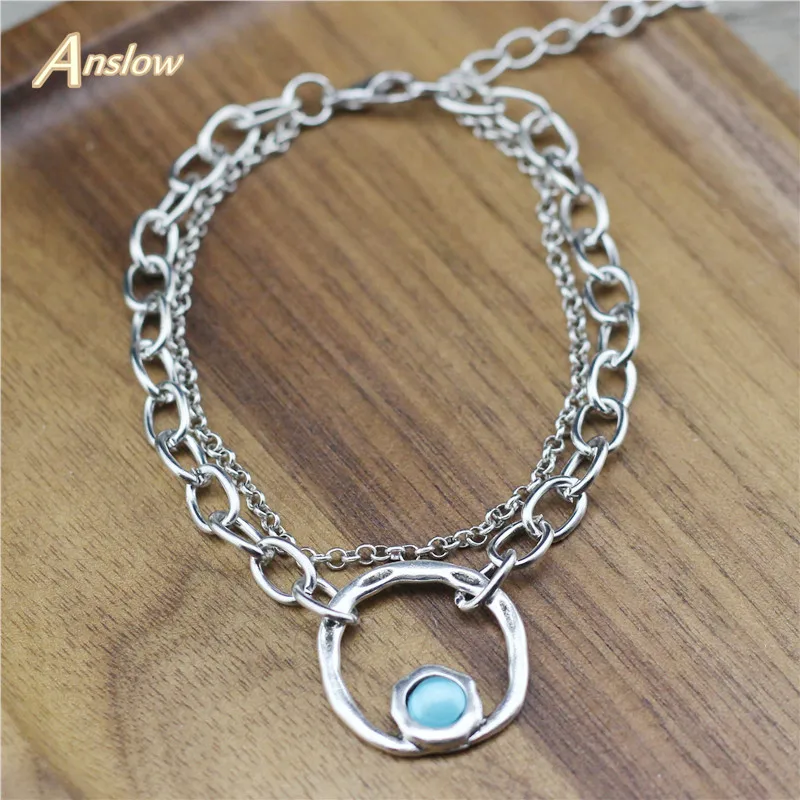 Anslow модное ювелирное изделие новинка 2 слоя цепи акриловые бусины конфетка