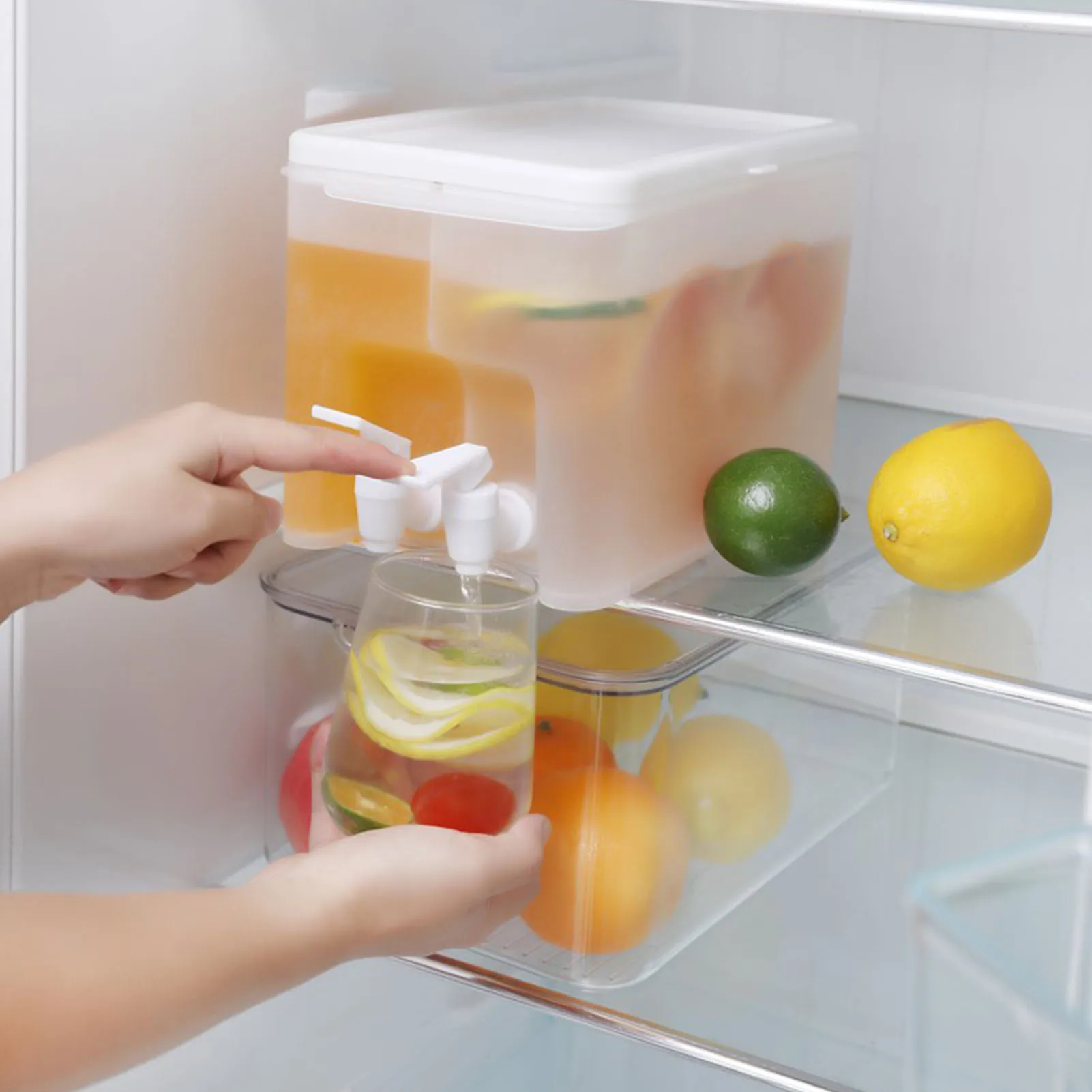 

Диспенсер для напитков контейнер для соков с 2 патрубками кувшин для воды холодильник большой емкости лимонад коробка для хранения молока и...