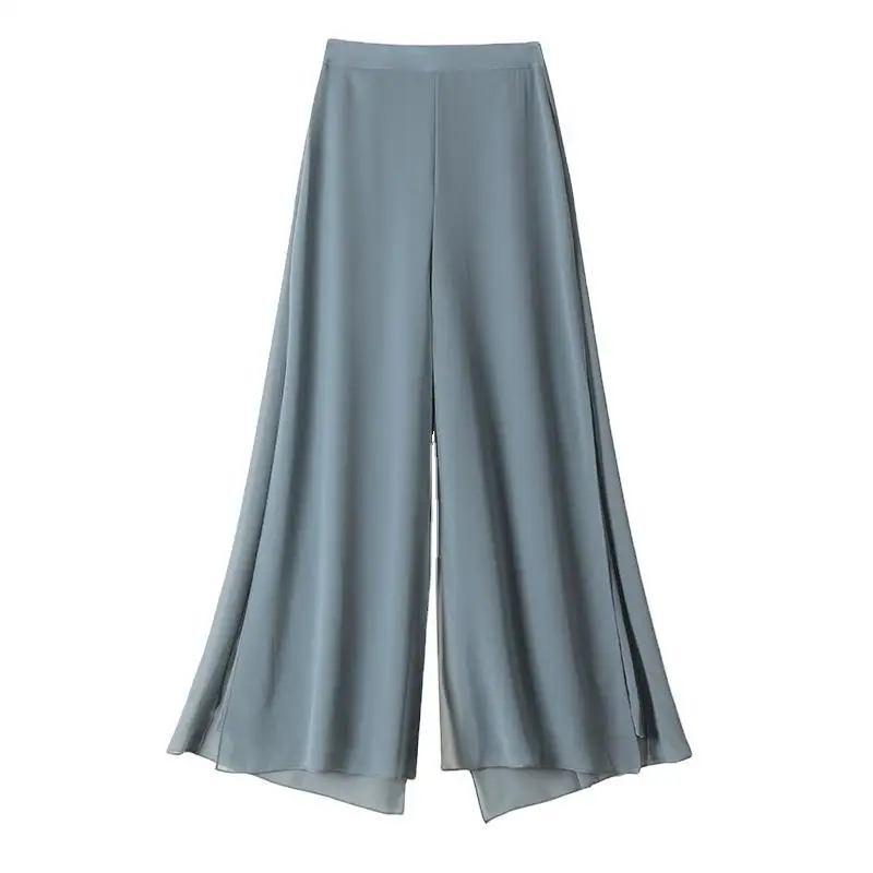 

Real-time 2021 summer Korean version of high waist thin foreign air ice chiffon wide-leg pants women drape thin nine fen skirt