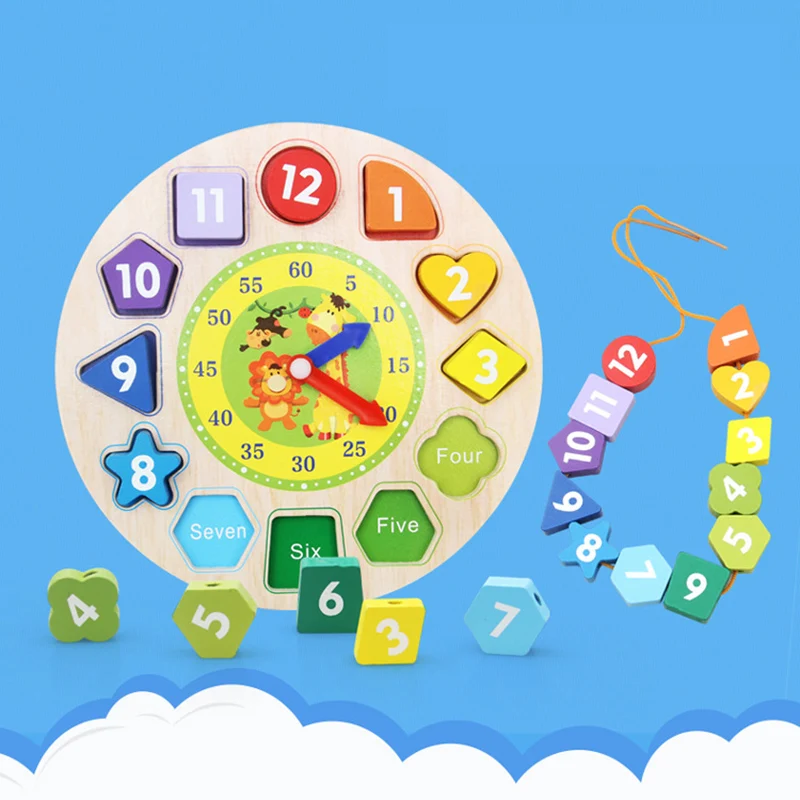 Детская головоломка для раннего обучения деревянные цифровые животные веревка