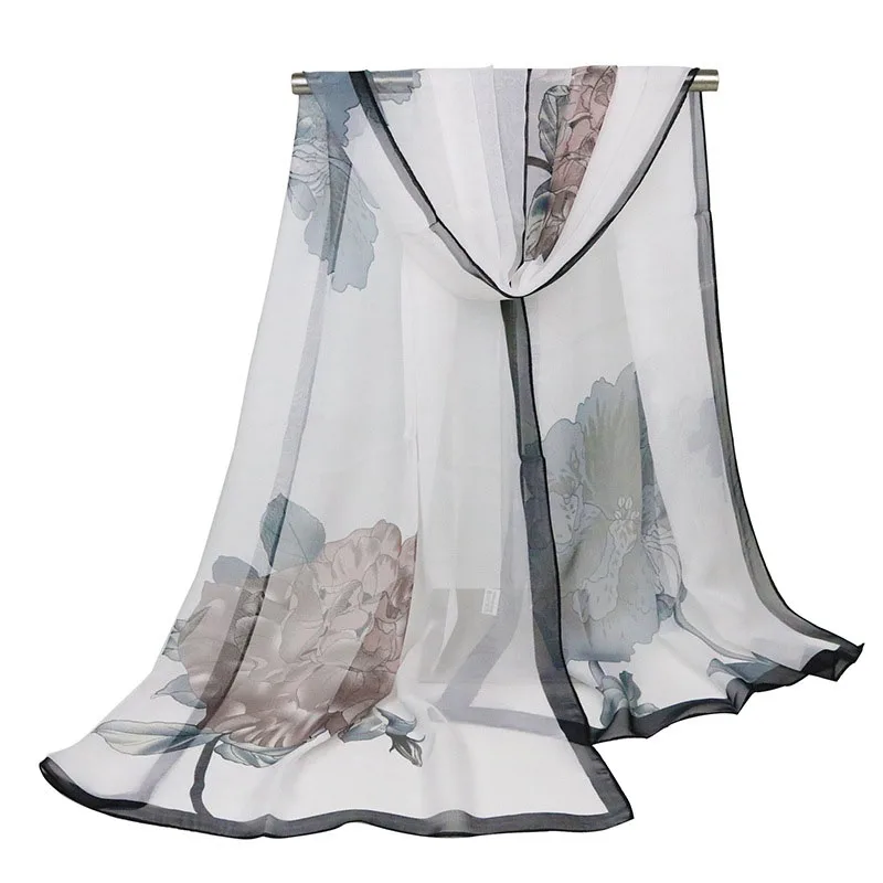 2020 новый цветок розы печать жоржет шифон шарф Шелковый квадратный хиджаб крутой