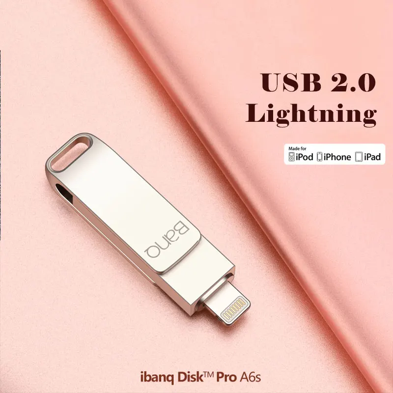 USB флеш накопитель BanQ A6S 32 ГБ 64 для iPhone 8 7 Plus с Lightning на металлическую ручку u диск MFi