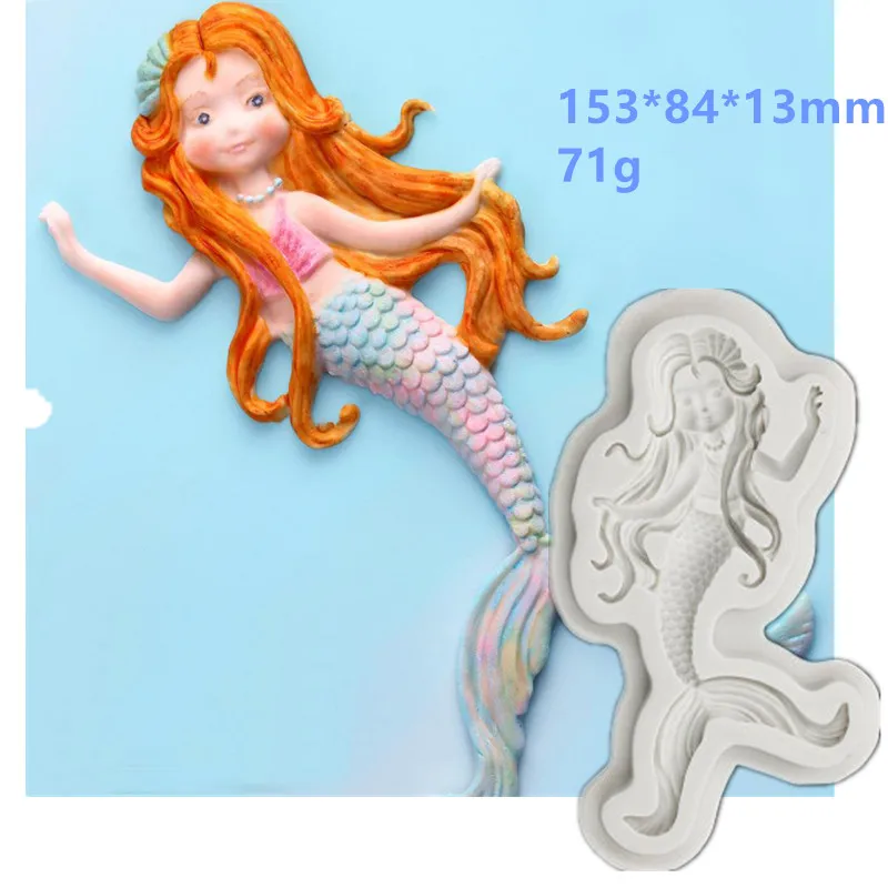 

Luyou 1pcs Mermaid Fondant Mold Silicone Cupcake Chocolate Candy Molds Dancing Cake Decorating Baking Tools FM1544