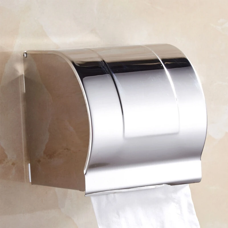 

Wall-mounted Tissue Box Stainless Steel Tissue Roll Dispenser Toilet Paper Holder for Bathroom Kitchen Sealed Waterproof