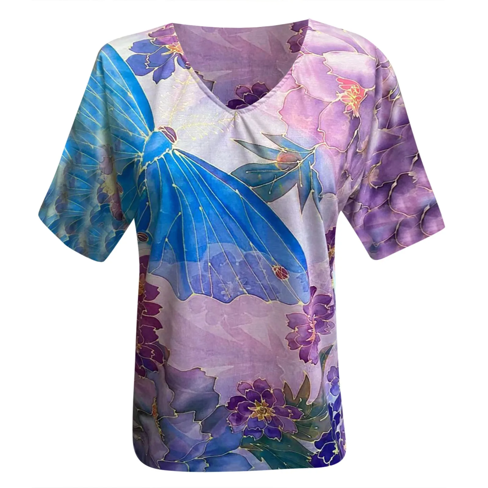 

Women's Fashion Casual Plus Size Scenic Flowers Printing Round Neck T-Shirt Tops camisetas de mujer Ropa mujer