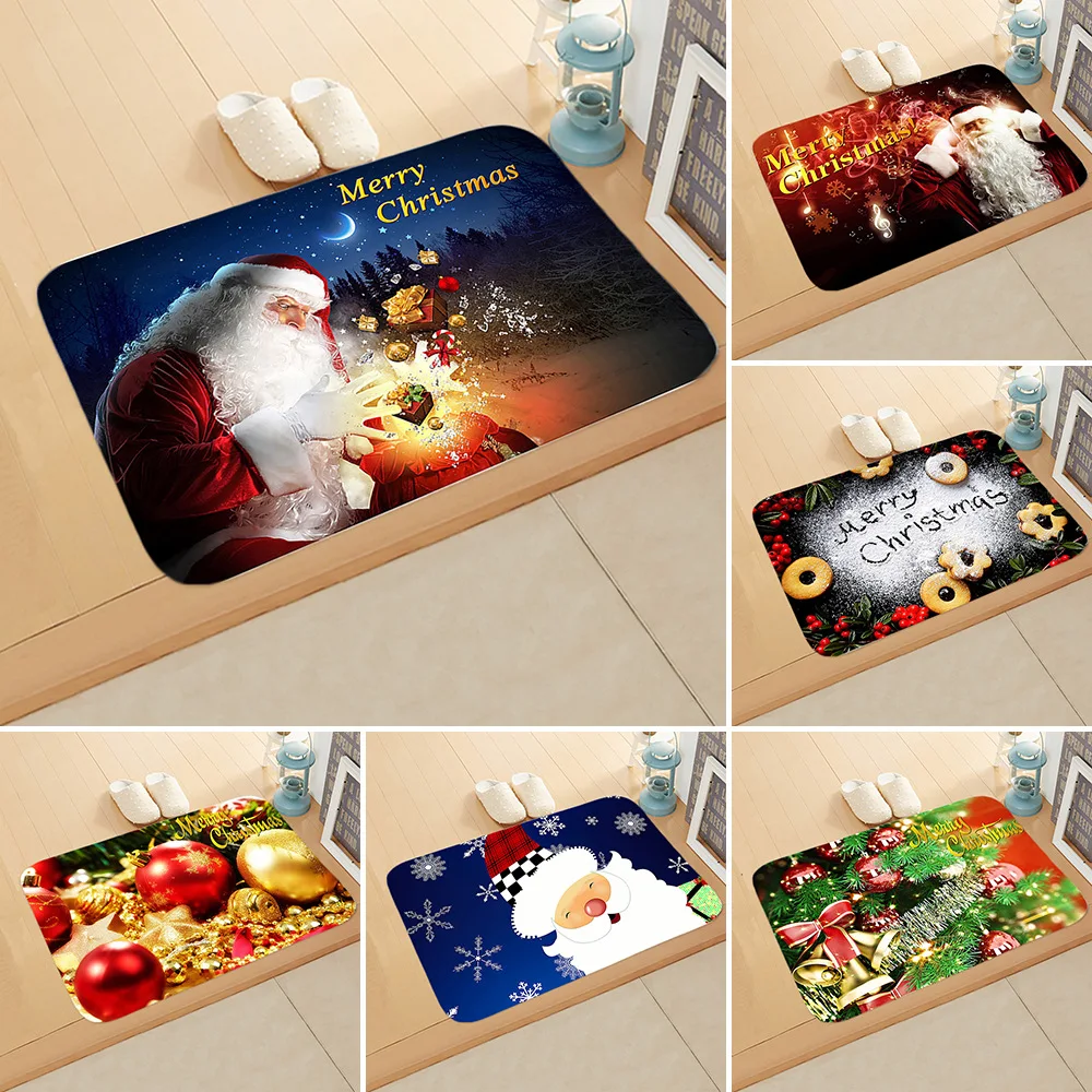 

Christmas Pattern Santa Claus Merry Christmas Printing Soft Non-slip Entry Living Room Bedside Entry Mat Floor Mat Bath Mat