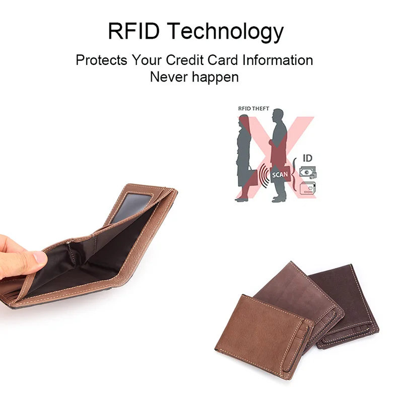 Кошелек мужской из натуральной кожи с Rfid-защитой и отделением для карт | Багаж