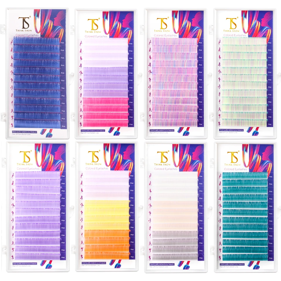 Eyelashes Pink/blue/purple/green Individual Eyelash Extension All Size 0.07mm C/d Curl False Color Eye Lashes Makeup Tools