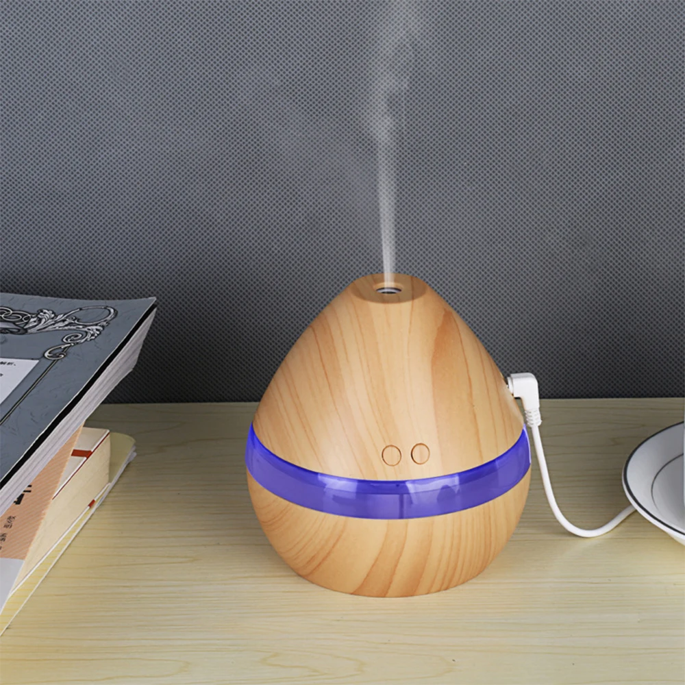 

Wood Grain Air Humidifier 300ML Ultrasonic Cool Water Diffuser with LED lamp Mini USB Aroma Mist Maker Fogger Humidificador