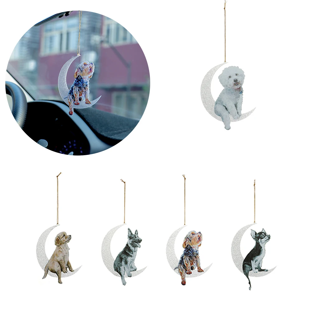 

Собака сидящая на Луне подвесная Подвеска акриловая Автомобильная фотография Рождественская елка фотография Рождественский подарок