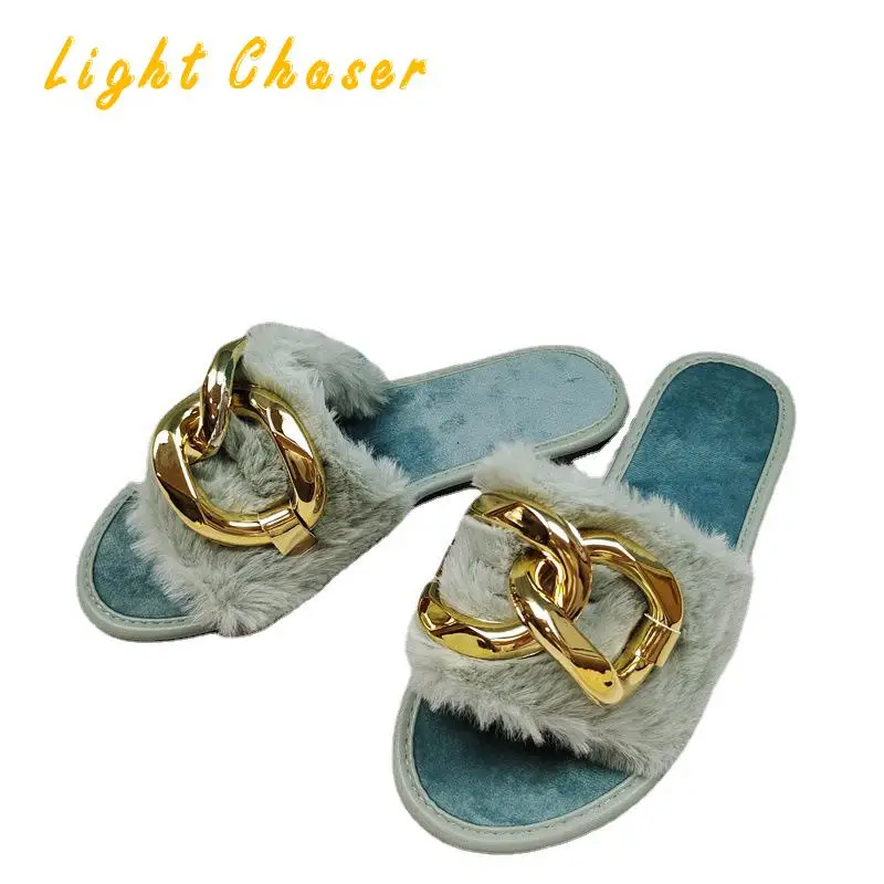 Winter Women's Slippers Thick-bottomed Fur Furry Slippers For Home Soft Platform Shoes 2021 Indoor House Warm Cotton Slippers