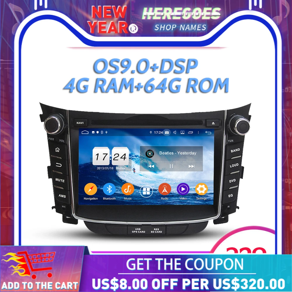 IPS DSP Android 10 0 4 Гб 64 ROM автомобильный dvd плеер Wifi 4G Bluetooth радио GPS карта для Hyundai I30 Elantra