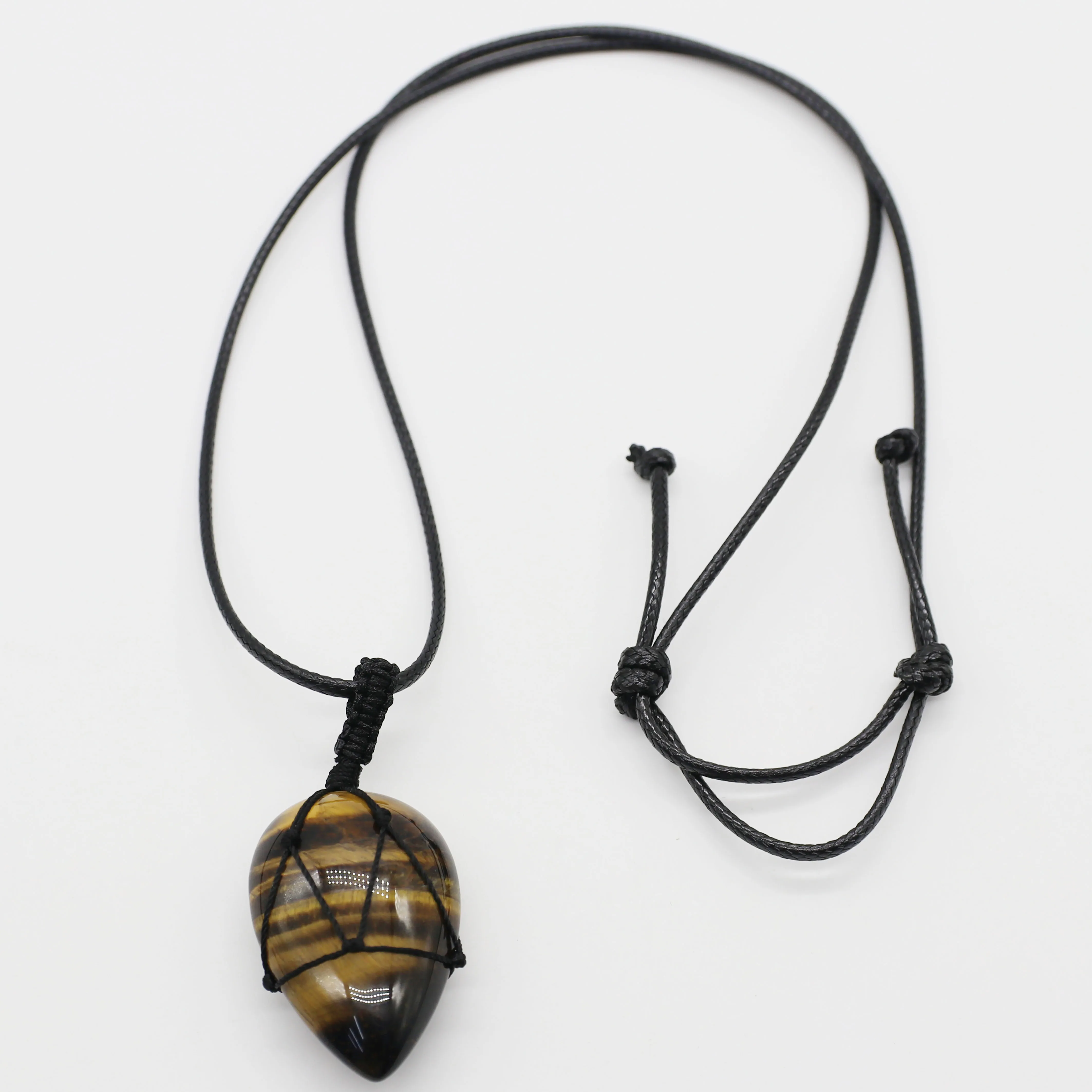 Новый дизайн Овальный Кулон из натурального камня регулируемый шнур ожерелье