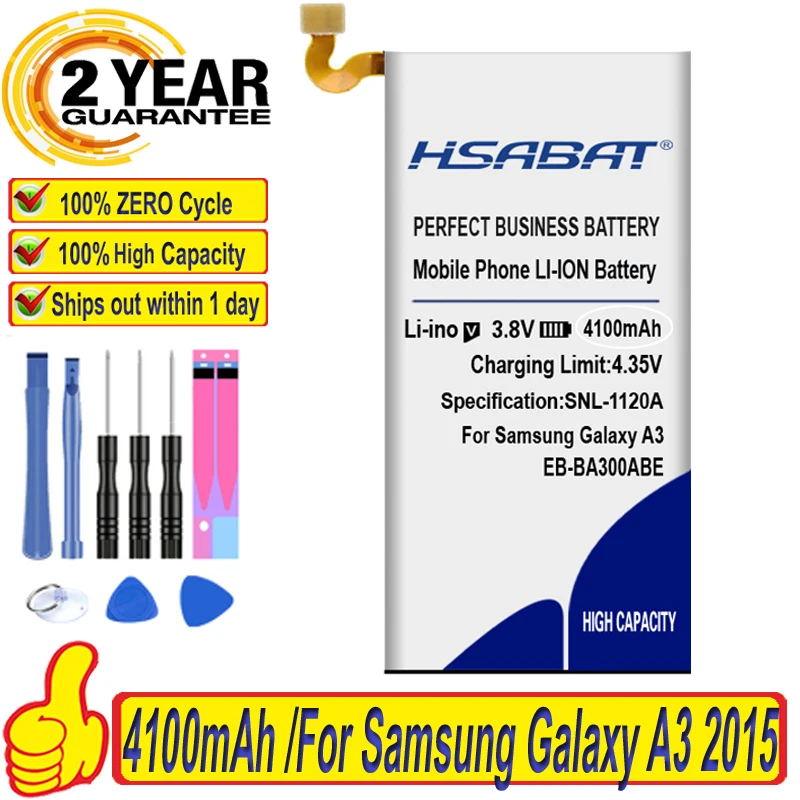 Аккумулятор HSABAT 4100 мАч для Samsung Galaxy A3 2015 A300 A3000 A300X A300H A300F A3009 A300FU A300G