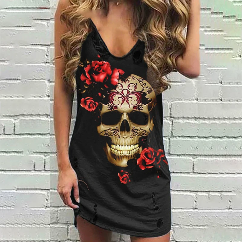 Женское повседневное мини платье без рукавов свободное большого размера с V