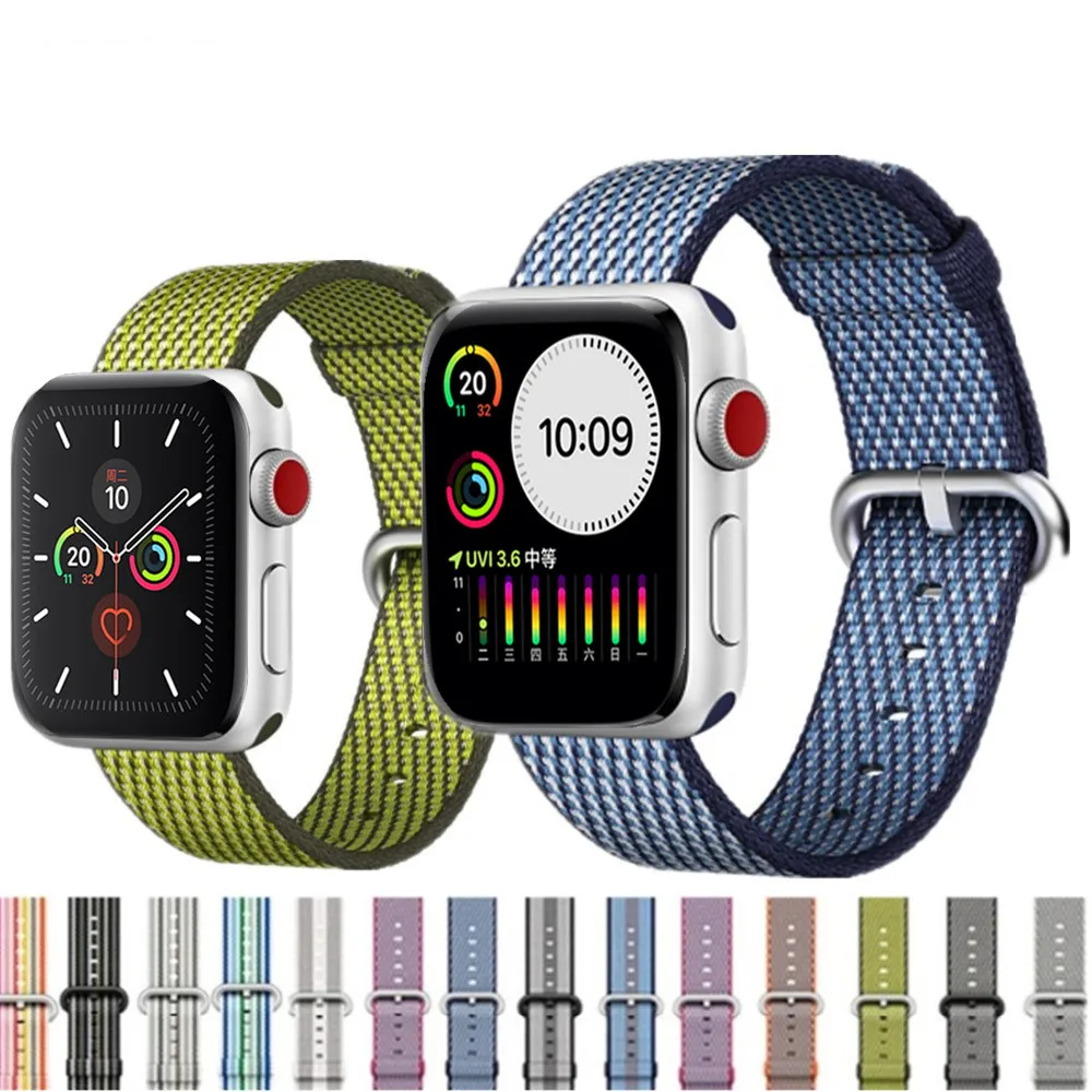 Модный ремешок для Apple Watch Band 5 4 3 44 мм 40 iWatch 42 38 плетеный нейлоновый браслет|Ремешки