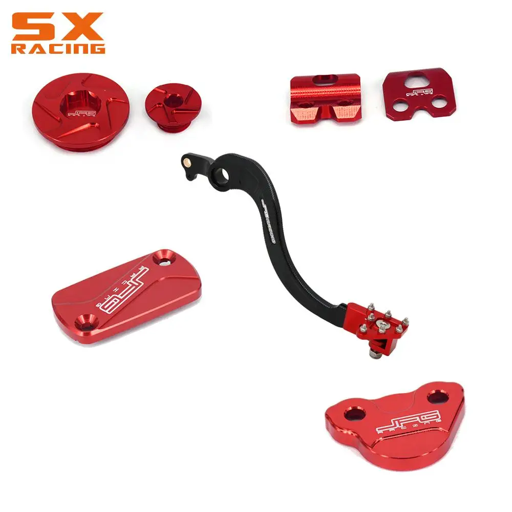 

Brake Line Clamps Front Rear Brake Reservoir Cover Timing Plugs Foot Pedal Lever For HONDA CRF 250R CRF250R CRF 450R CRF450R