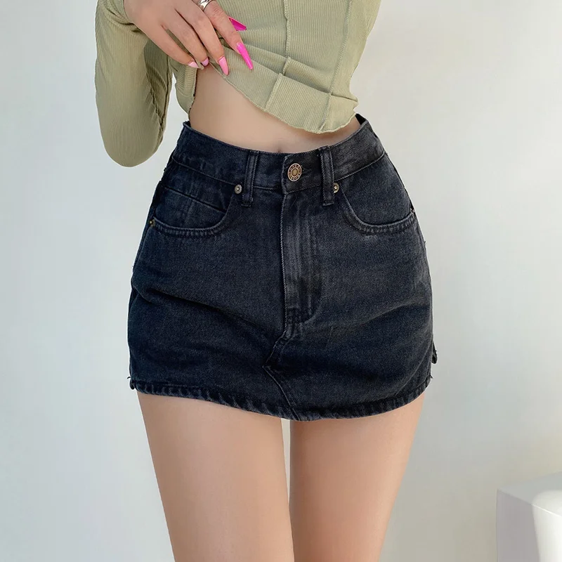 

Женские Классические джинсовые шорты womпорайзер в стиле ретро, женские тонкие универсальные модные шорты с высокой талией и разрезом сбоку,...