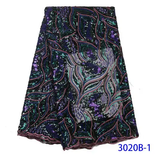 picture 1 NIAI Sew African French Sequins Lace Fabric High Quality Lace Nigerian Tulle Mesh Lace Fabrics For Wedding Dress XY3020B-1 - Цвет: picture 1