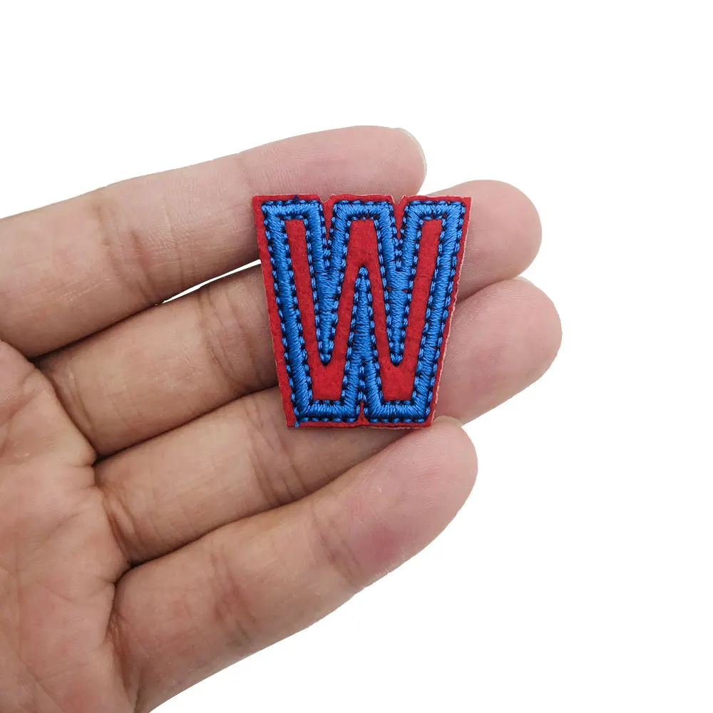 Один комплект 26 шт. красные синие буквы-цифры патчи алфавит вышивка утюгом для