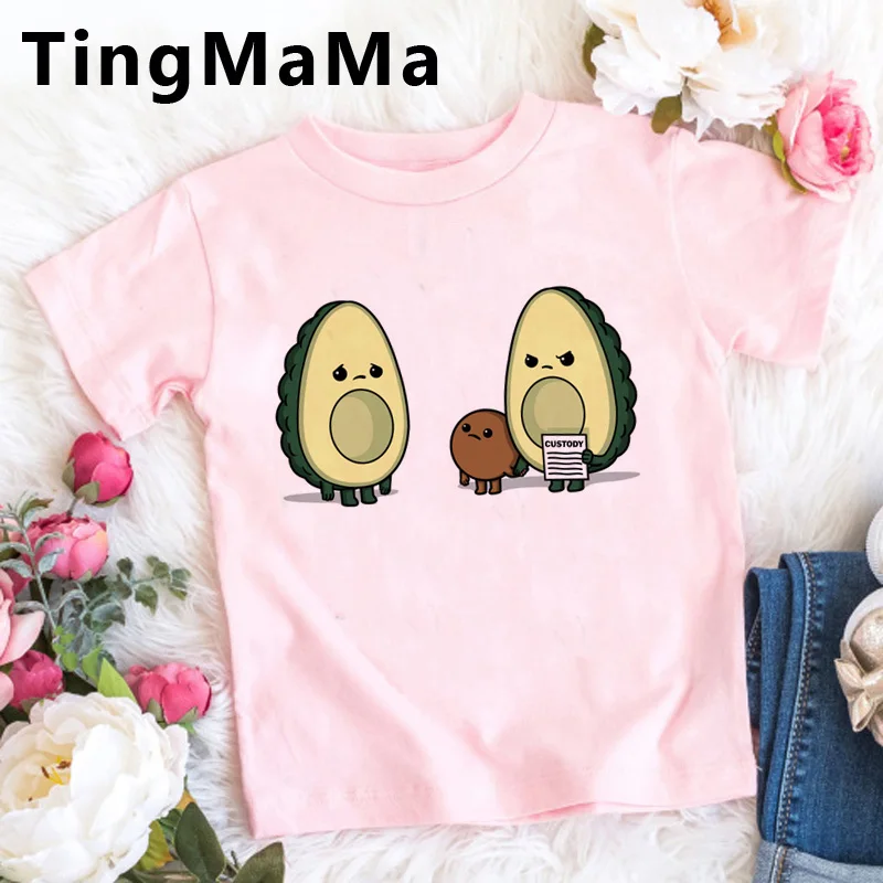Футболка Kawaii с авокадо Детская футболка милым мультяшным рисунком летний топ
