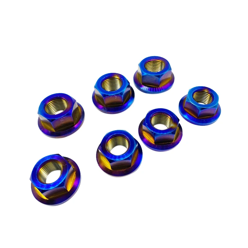 Титановая Фланцевая гайка из сплава титана, титановая гайка для велосипеда, мотоцикла, M10 / M12 / M14 / M16 DIN6926, высокое качество на заказ