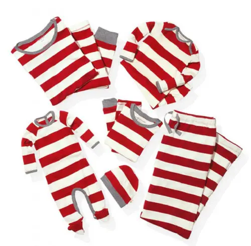 Рождественские одинаковые комплекты одежды в полоску для всей семьи