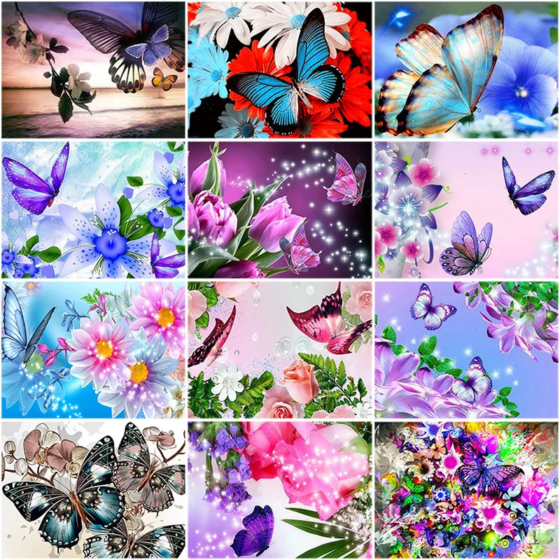 

DIY 5D Diamond Painting Butterfly Flower Full Round Rhinestone Diamond Embroidery Animal Mosaic Cross Stitch Kits Decor Home