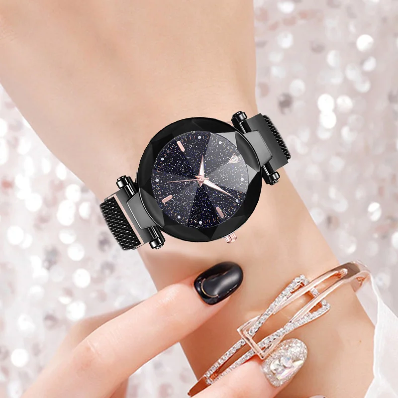 Женские наручные часы Zegarek Роскошные Кварцевые из нержавеющей стали с магнитной